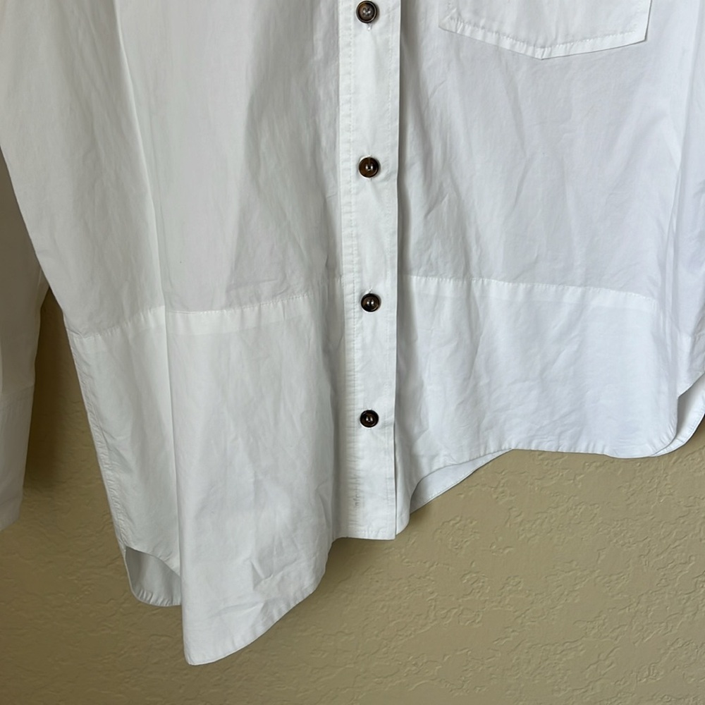 GANNI white asymmetrical organic cotton button down shirt - Picture 6 of 14